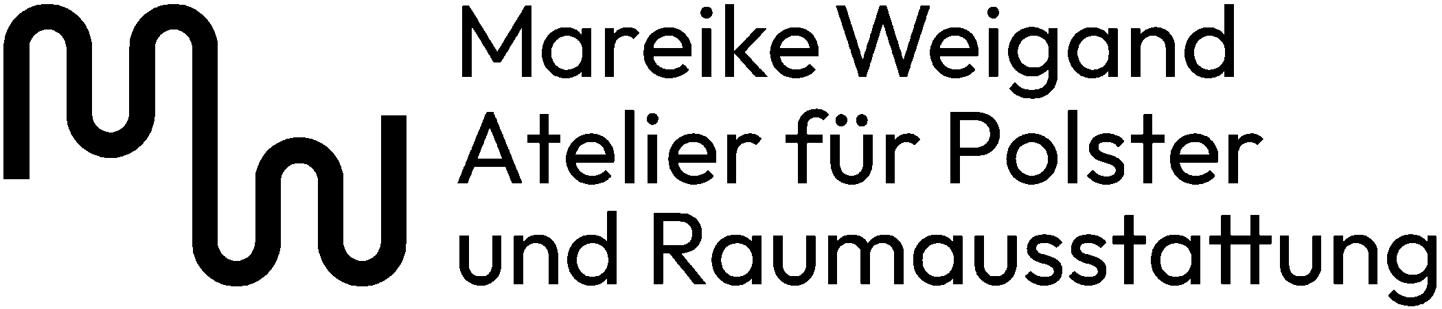 Schwarzes Logo mit abstrakten Linien für ein Atelier für Polster und Raumausstattung.